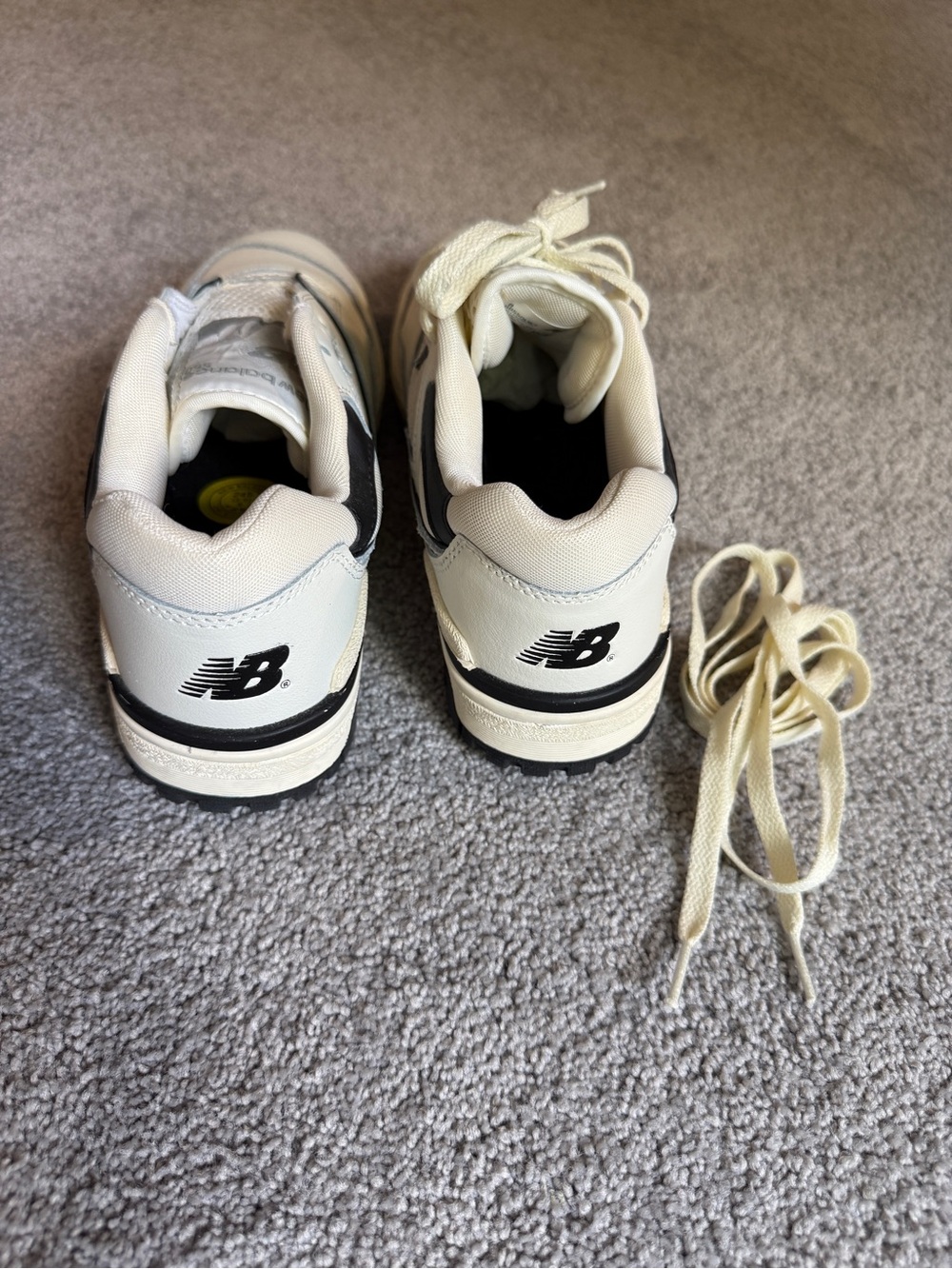 New Balance 550 Cream and Black Low-Top Sneakers - Picture 2 of 2